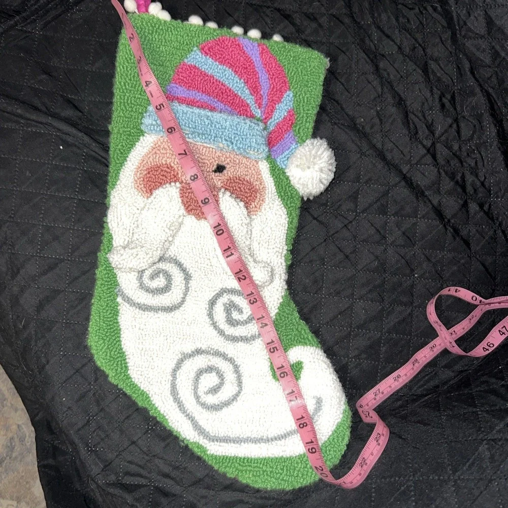 Santa Needlepoint Christmas Stocking Red 19